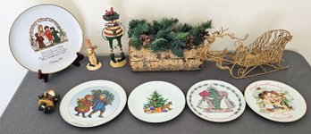 Christmas Items Incl. Ule Log, VTG Plates And More