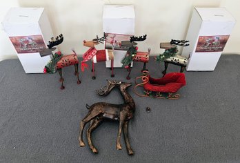 Red And Gold Reindeer Set With Boxes And More