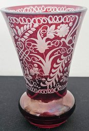 Beautiful Ruby Red Bohemian Crystal Vase