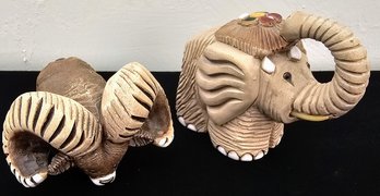 Rinconada Big Horn Sheep And Elephant Signed By Artist