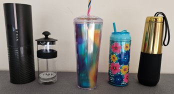 Small French Press With Insulated Cups And A New Hot Thermos Mug