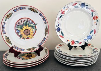 4 Cute Sunflower Plates With 7 Floral Rim Plates By Panstone