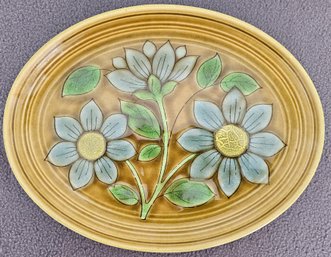 VTG 1970's Blue-green Metlox Poppy Trail Blue Dahlia Oval Plate