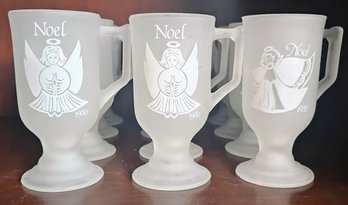 13 Frosted Angel Noel Mugs 12 Dated 1980 And 1 Dated 1982