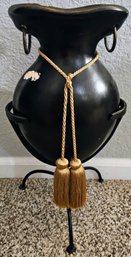 Black Ceramic Vase With Metal Stand