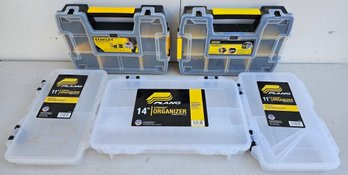 5 Plastic Storage Totes Incl 2 By Stanley