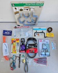 Miscellaneous Lot Incl Padlocks, Zip Ties, Carabiners, Utility Hooks & More