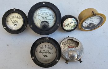 Assortment Of Gauges Incl Voltmeter, Amperes & More