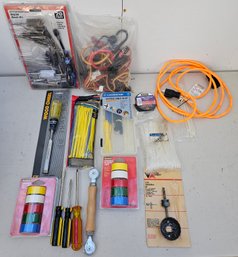 Miscellaneous Tool Lot Incl Electric Tape, Bungee Cords, Screw Drivers & More