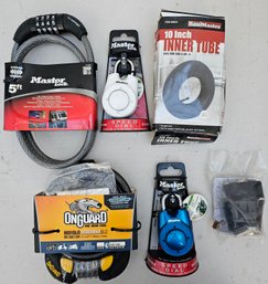 Assorted Lot Incl Mostly Bike Locks, Master Locks, Tire Tube & More