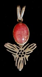 Vintage Sterling Silver Rhodochrosite 925 Pendant 9g