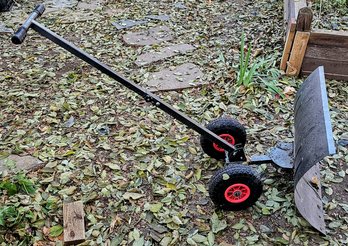 Large Metal Snow Push Plow With Wheels