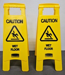 2 Yellow Plastic Wet Floor Signs