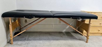 Massage Table With Wooden Base & Black Padded Top