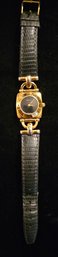 Vintage Women's Gucci Watch With Black Leather Strap