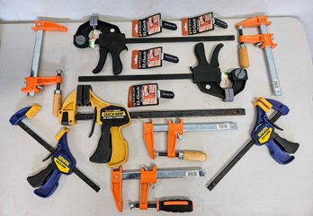 An Assortment Of Bar Clamps Incl. Irwin, Jorgensen, Rockler And More