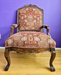 Star Furniture Warehouse Red Floral Upholstered Captains Chair