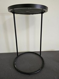 Round Side Table/stand With Colorful Glass Tile Inlay