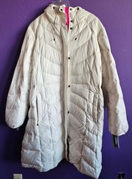 Lands' End Long White Puffer Jacket, Size 2x