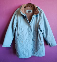 Lands' End Light Blue Long Jacket With Fleece Lining, Size 1x