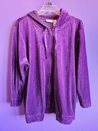 Elisabeth By Liz Claiborne Purple Velour Zip Up Jacket Size 2x
