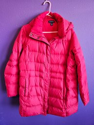 Lands' End Red Puffer Coat With Fleece Lining, Size 1x