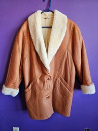 Styled By Yorn Paris Button Up Coat With Faux Fur Lining Size 44