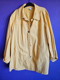 Charter Club Woman Yellow Canvas Button Up Coat Size 2x