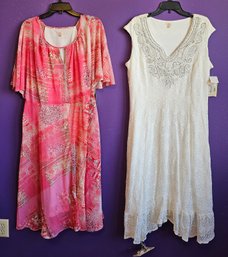 2 New With Tags Reba Dresses Incl Pink Mesh & White Lace, Sizes 2x