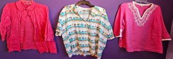 3 Colorful Women's Shirts Incl Koret Francisca (xl), JM Collection (14w) & Marsh Landing (l)