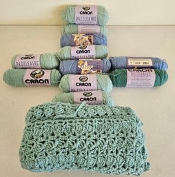 Yarn Lot Incl Partial Project Blanket With Additional Matching Yarn By Carron Dazzleaire