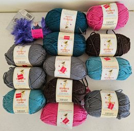 Lot Of Grey, Blue & Pink Yarn Mostly By Stitch Nation Alpaca Love & Dimensions Willow Swan Cross Stitch