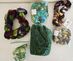 Lot Of Mostly Green/blue Colorful Roving