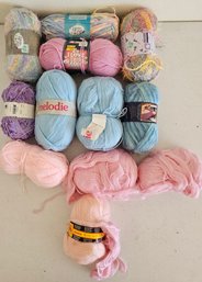 Lot Of Mostly Pink, Blue, Purple Yarn Incl Yarn Bee Moda-dea, Melodie & More