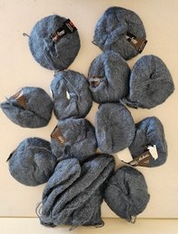 Lot Of Blue Markoma Blitz Mohair Yarn & Partially Completed Project