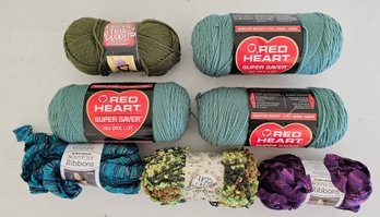 Lot Of Blue, Green, Purple Yarn Incl Red Heart Super Saver, Boutique, I Love This Wool & More