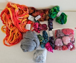 Lot Of Colorful Red, Green Orange & More. Mostly Mohair Roving/yarn