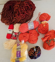 Lot Of Warm Color Yarn Incl Yarn Bee, Aunt Lydia's, NeedleLoft & More
