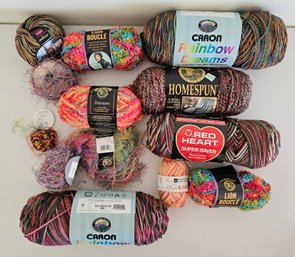Lot Of Mostly Multi-color Yarn Incl Caron Rainbow Dreams, Red Heart Super Saver & More