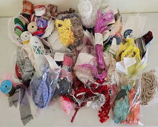 Large Assortment Of Trim/ribbon Incl Fringe, Corded, Lace & More