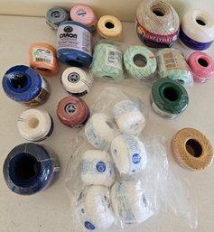 Lot Of White, Green, Blue & More Crochet Yarn By Aunt Lydia's, Omega, Caron & More