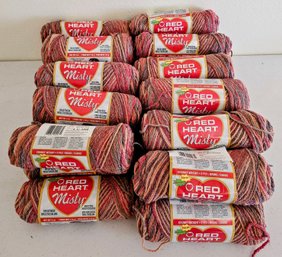 Large Lot Of Pink Tone Red Heart Misty Yarn
