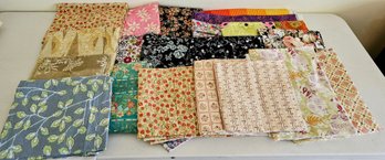Assortment Of Yardage Fabric Incl Mostly Cotton Patterned, Floral & More
