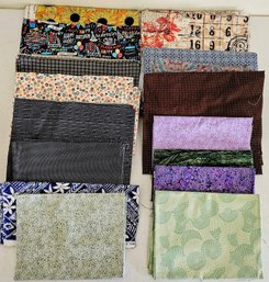 Assortment Of Scrap & Quilting Square Fabric Incl Green, Blue, Purple & More. Mostly Cotton