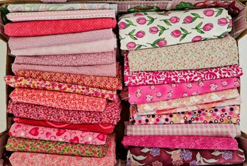 Lot Of Mostly Pink Patterned Cotton Yardage Fabric
