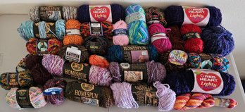 Large Lot Of Mostly Acrylic And Polyester Yarn In Various Colors And Brands