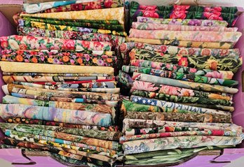Collection Of Yardage Quilting Fabric Incl Floral, Patterned, Pastel, Animals & More