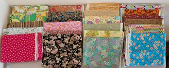 Assortment Of Mostly Yardage Cotton Quilting Fabric Incl Floral, Colorful, Fruit, Patterned & More
