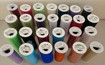Lot Of Mostly New Tulle/Ribbon Yardage Incl Colorful, Glitter, Solid Color & More