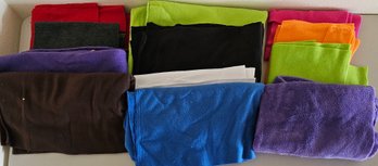 Lot Of Scrap/yardage Fleece Incl Mostly Solid Color Blue, Brown, Purple & More